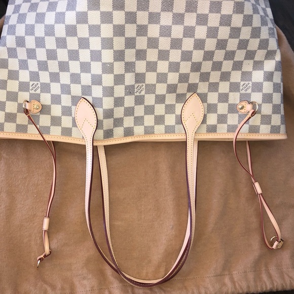 AUTH Louis Vuitton Azur Neverfull MM+RECEIPT - Picture 4 of 8